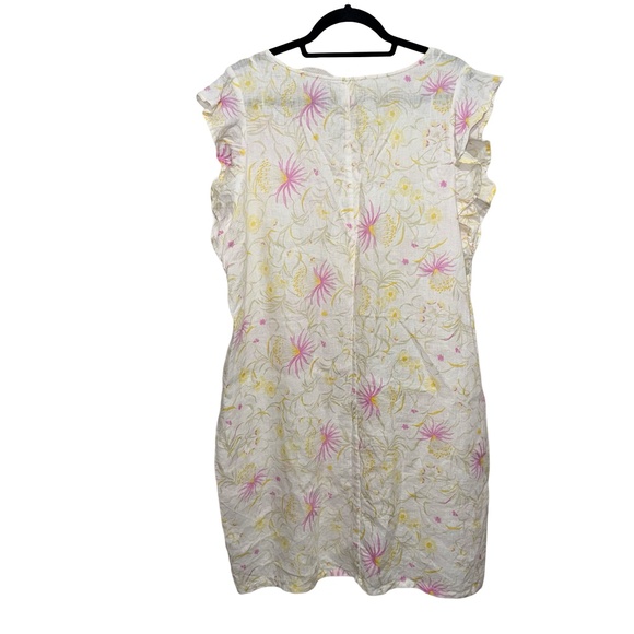 Joie Linen Dress Women’s 1X Floral Cap Flutter Sleeve Pastel Shift - Picture 4 of 10